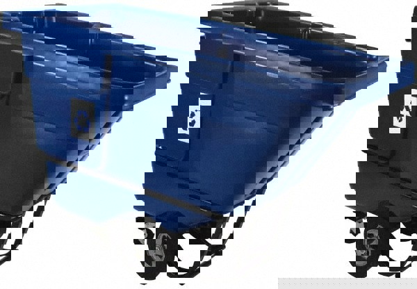 BRUTE Rotomolded Recycling Tilt Truck, 101 gal, 850 lb Capacity, Plastic/Steel Frame, Blue